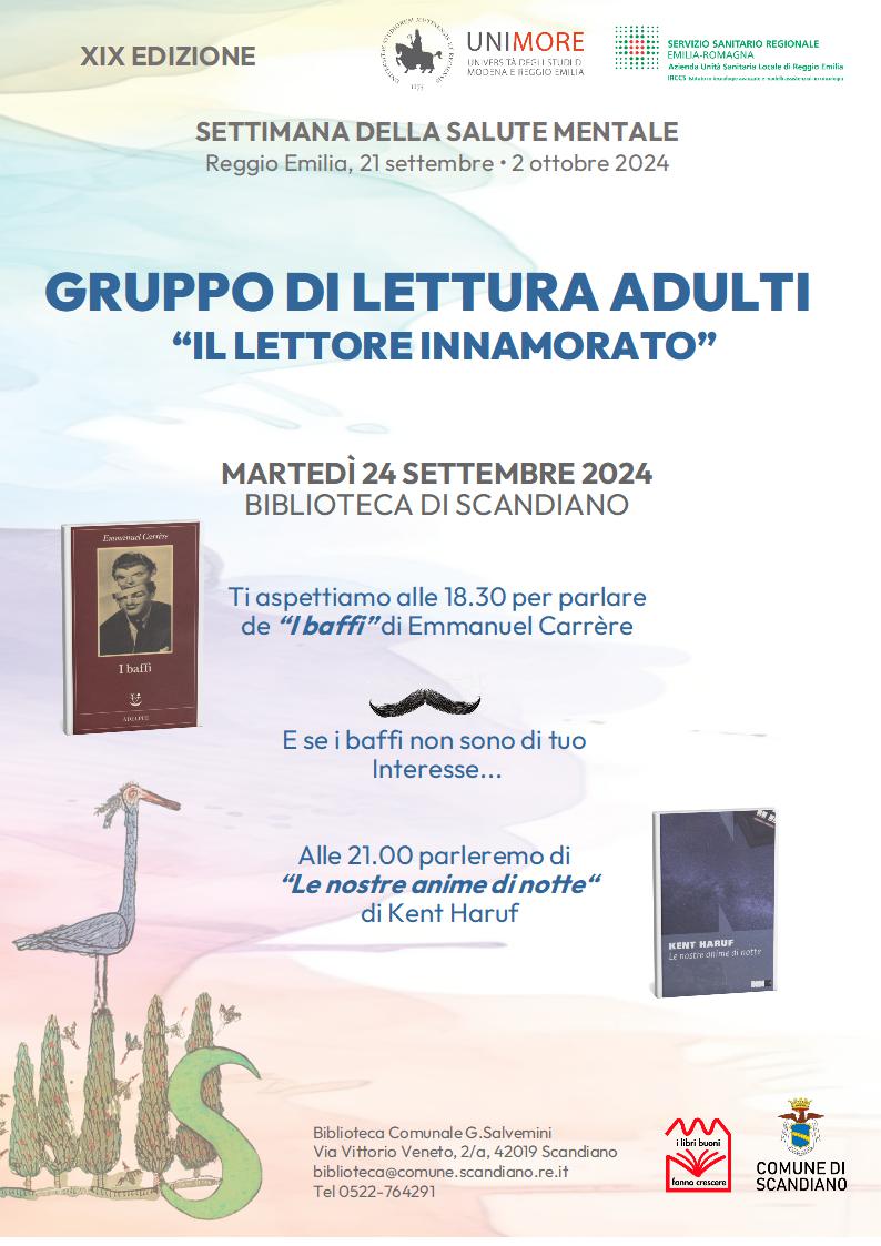 Gruppo di lettura adulti:  “I baffi” e “Le nostre anime di notte”